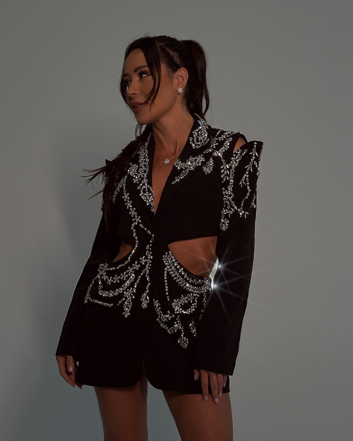 Blazer vestido cravejado