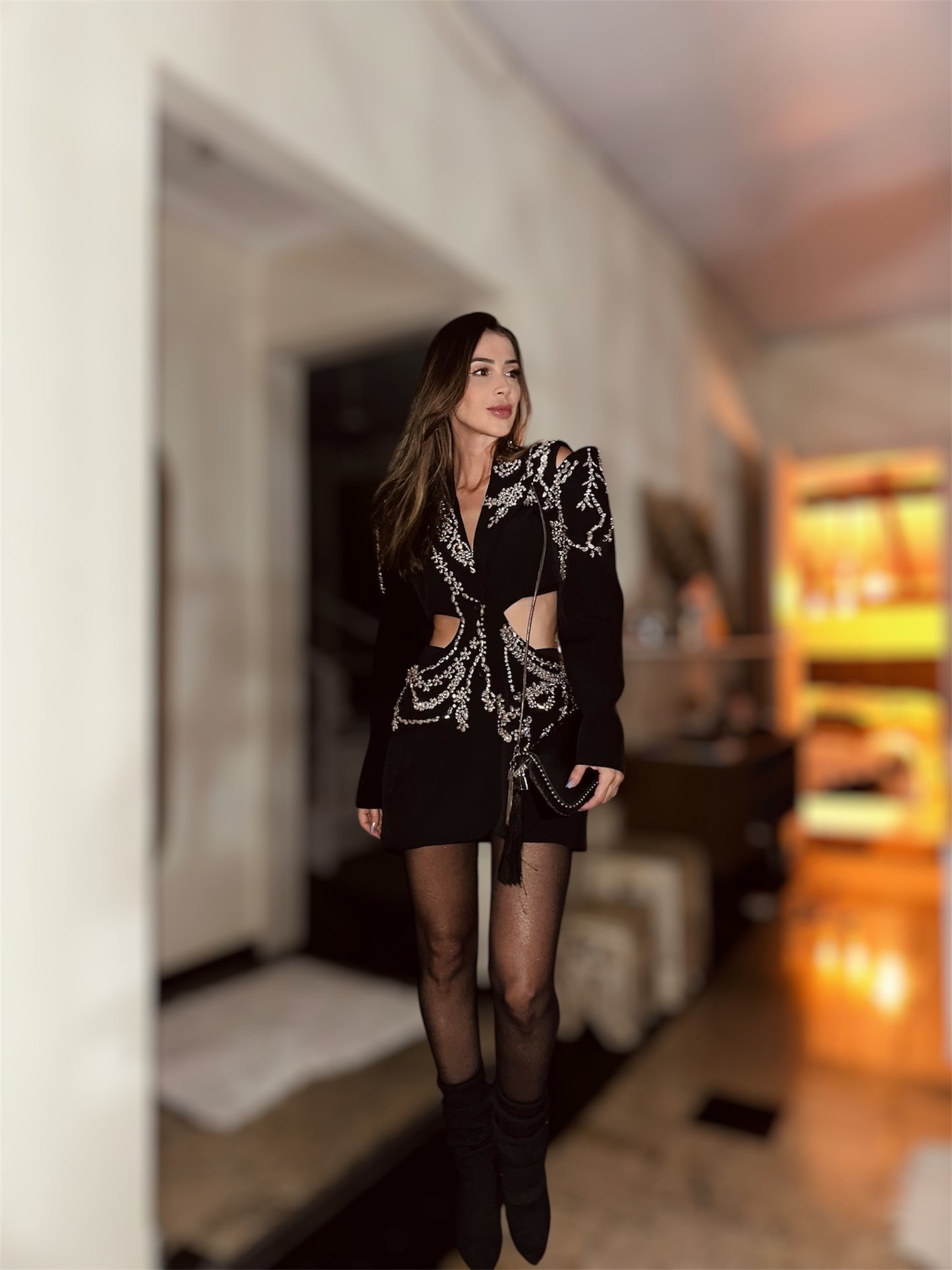 Blazer vestido cravejado